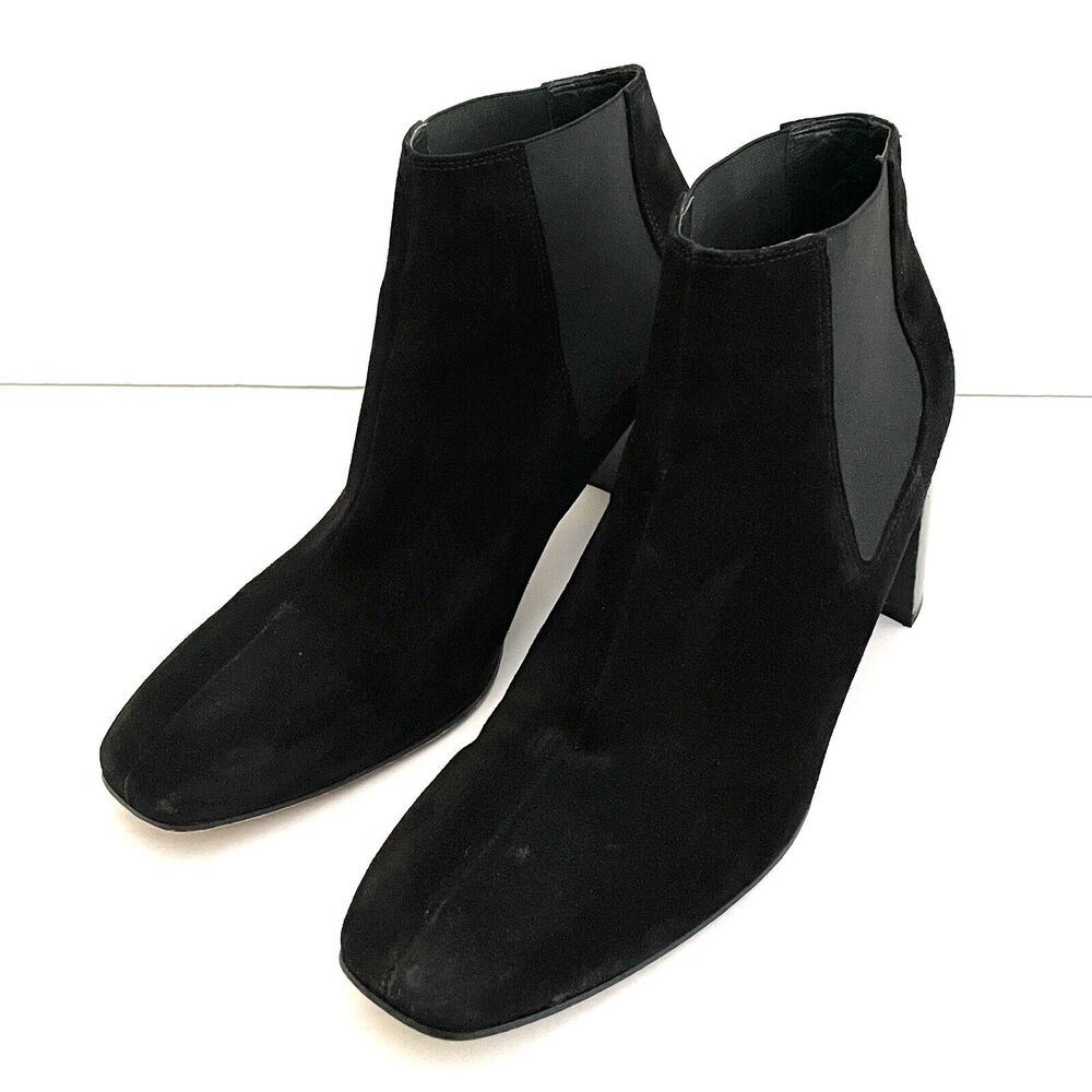 rag & bone 39/39.5 Women’s Black Suede Leather Squared Toe Boots Booties *Flaw